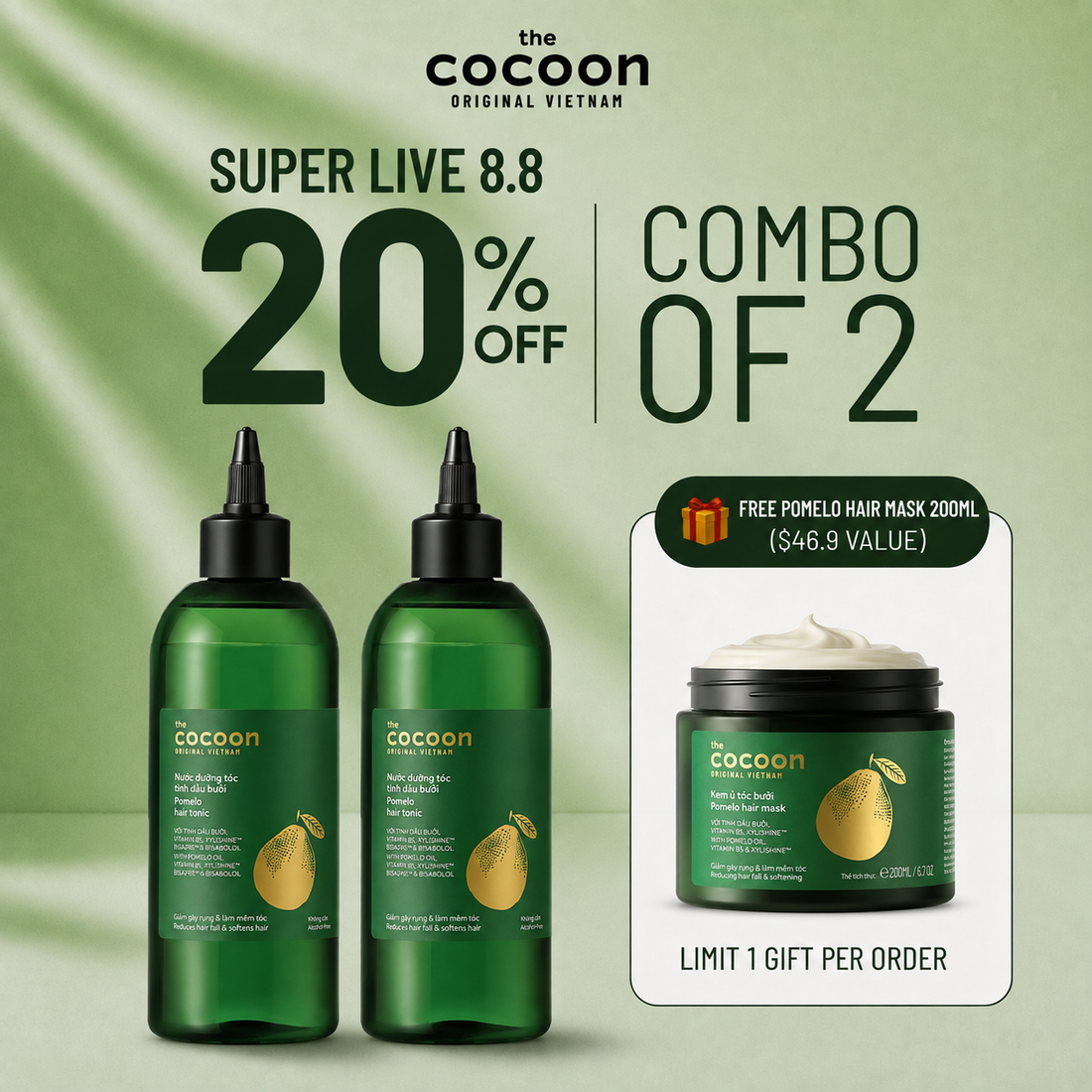 B2G1 Cocoon Pomelo Hair Tonic 310ml Combo - 100% Vegan Cosmetics
