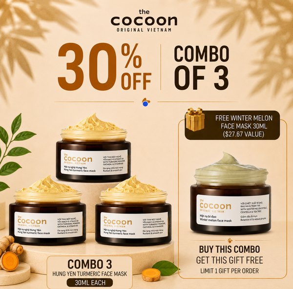 B3G1 Cocoon Turmeric Brightening Face Mask Trio - 100% Vegan