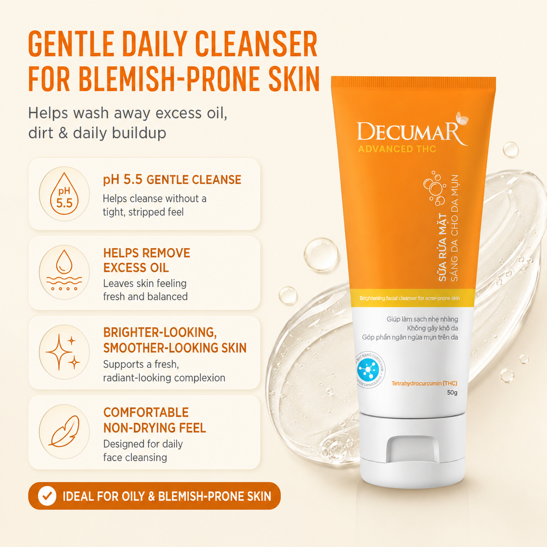 Decumar THC Anti-Acne Brightening Cleansering Milk
