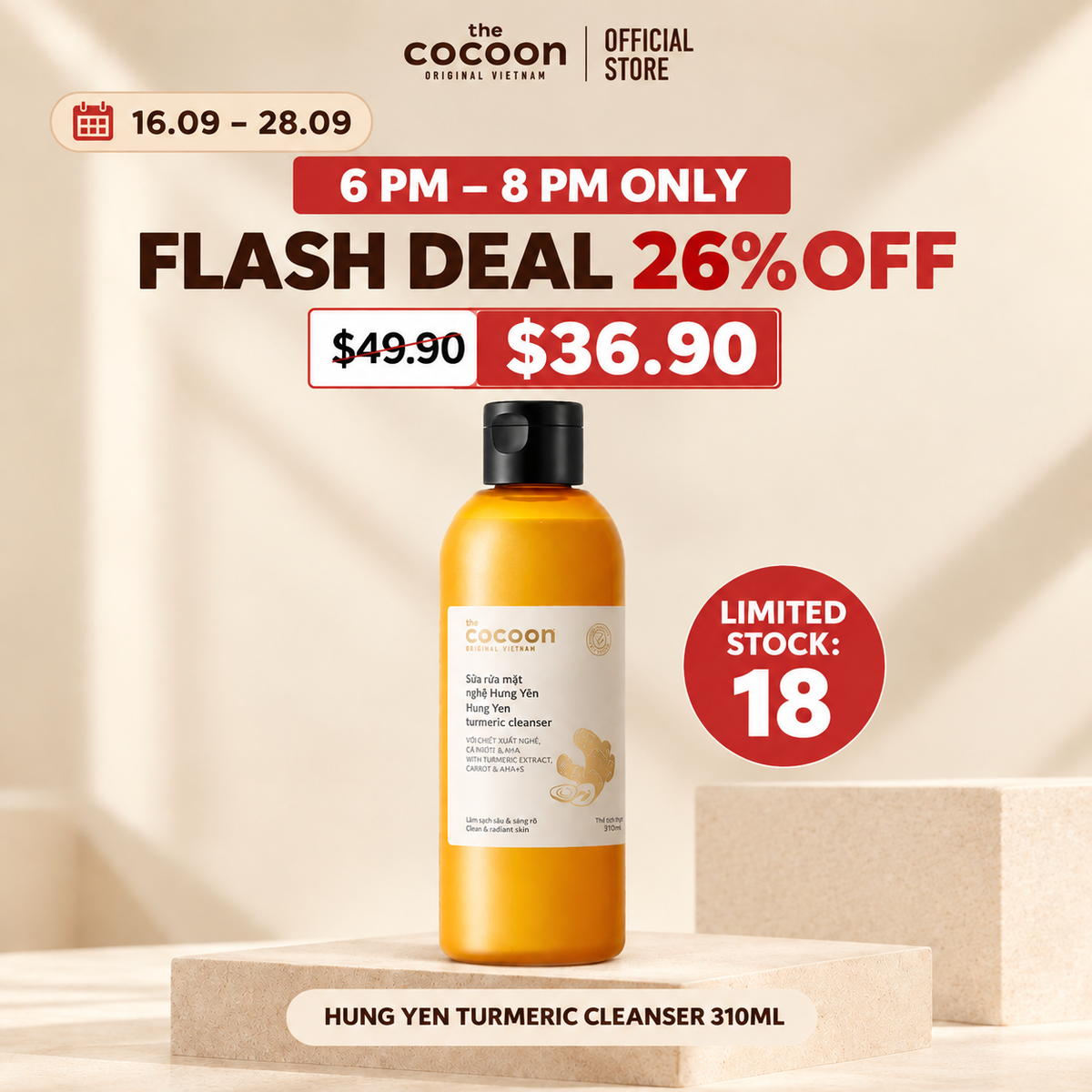 FS Cocoon Hung Yen Turmeric Cleanser - 100% Vegan Cosmetics