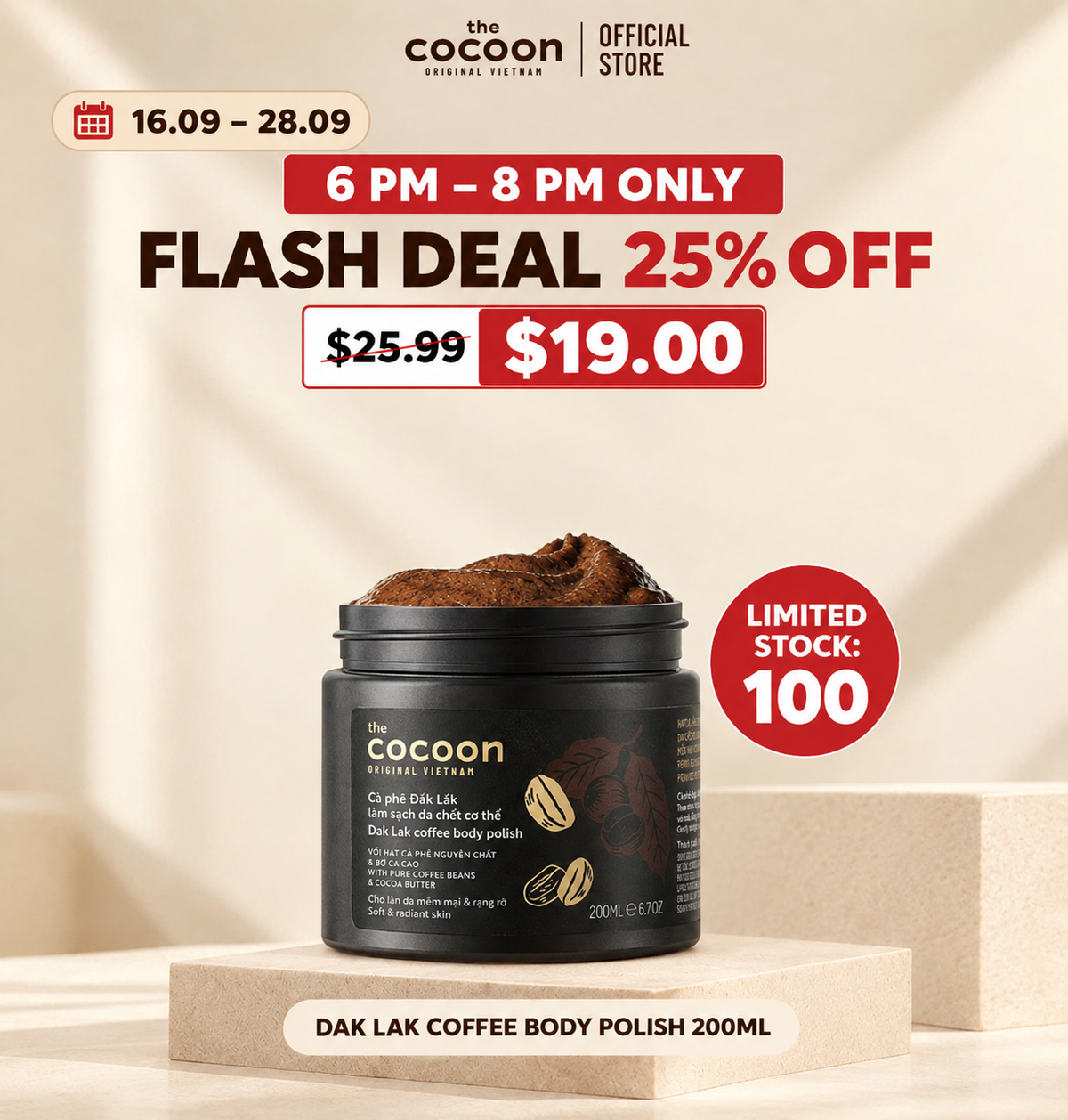FS Dak Lak Coffee Body Polish - 100% Vegan Cosmetics