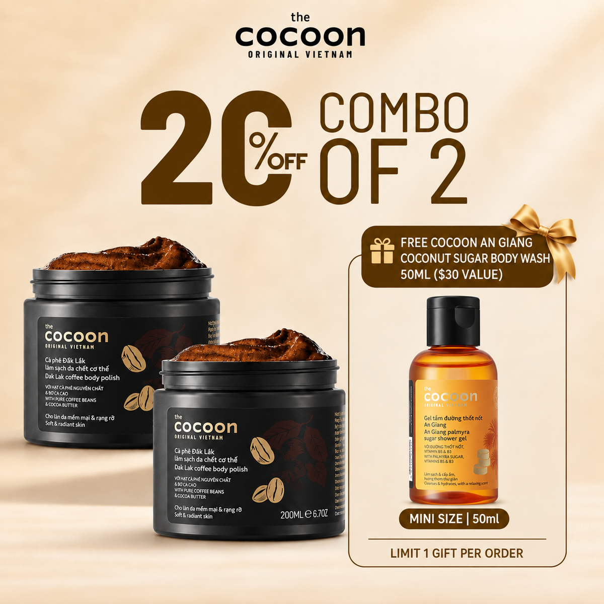 [Free Gift]Dak Lak Coffee Body Polish - 100% Vegan Cosmetics