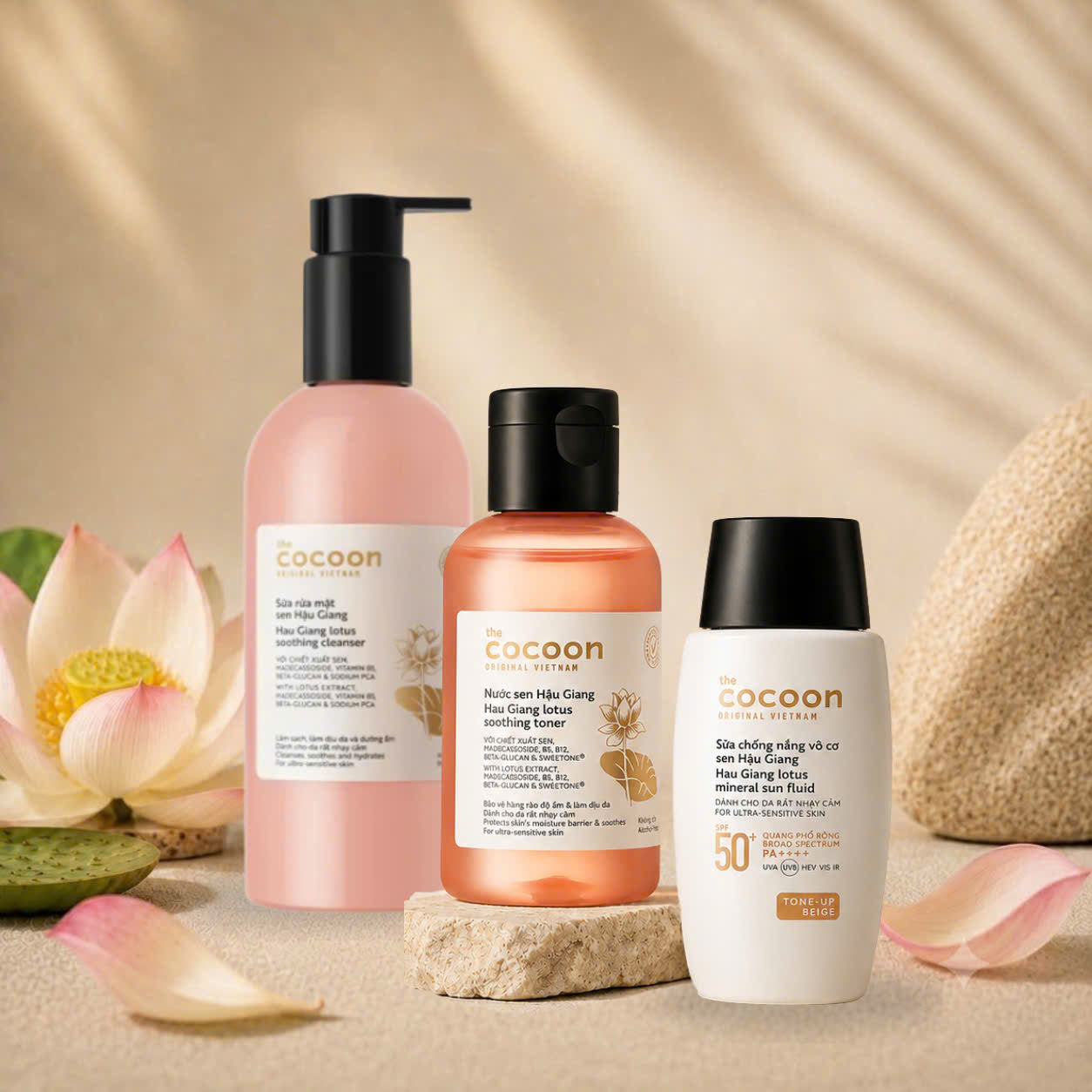 Hau Giang Lotus Intensive Soothing, Restoring & Protecting Combo